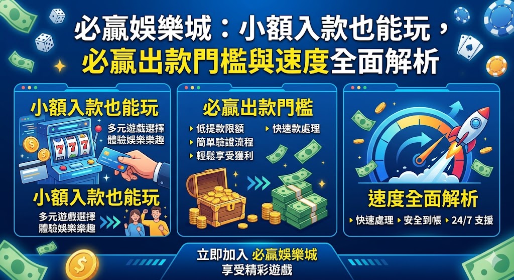 必贏娛樂城：小額入款也能玩，必贏出款門檻與速度全面解析